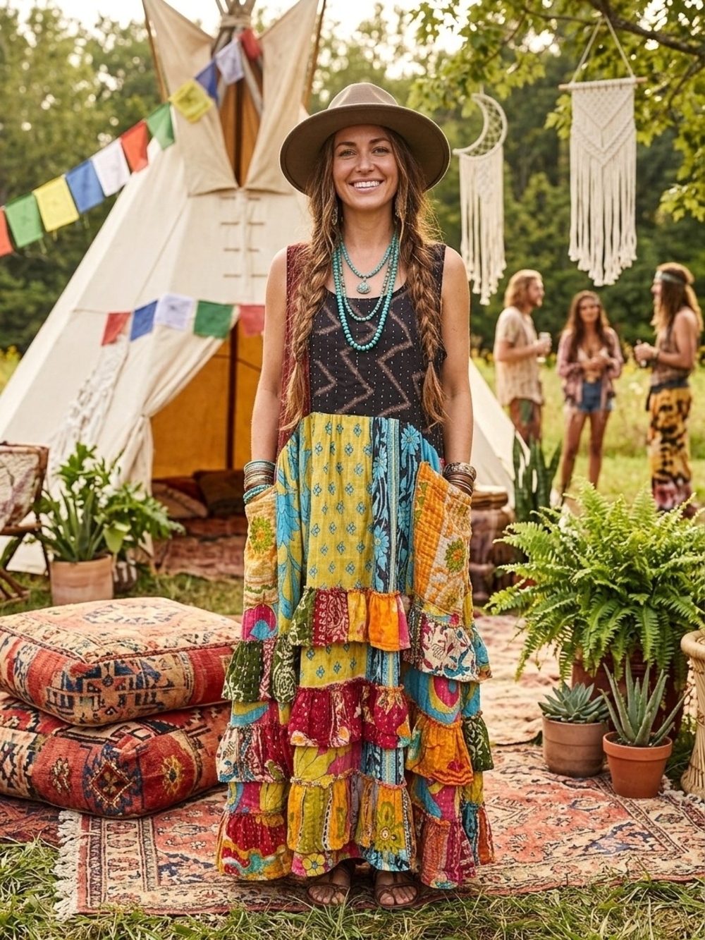 NEW INDI & SAI The Gypsy Caravan Kantha Dress